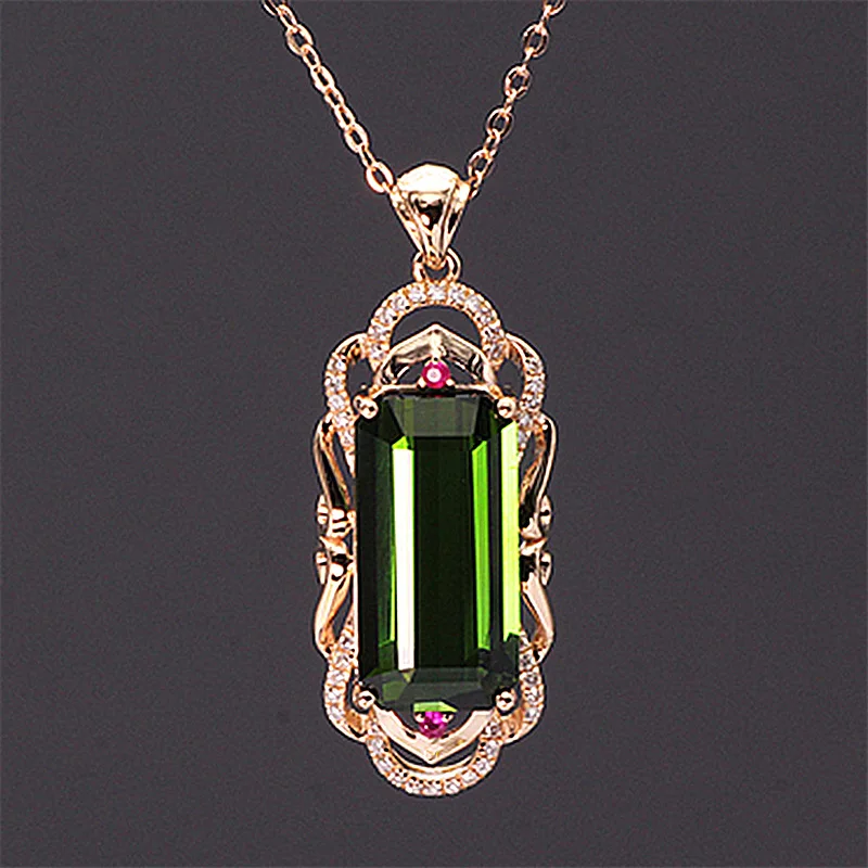 

Vintage fashion green crystal emerald gemstones diamonds pendant necklaces for women rose gold color choker jewelry bijoux gift