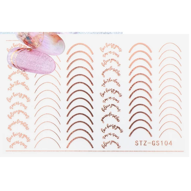 3D Lines Nail Stickers DIY Rose Gold Metal Stripe Lines Letters Decals Curve Nail Art Sliders Self Adhesive Decorations Manicure 01