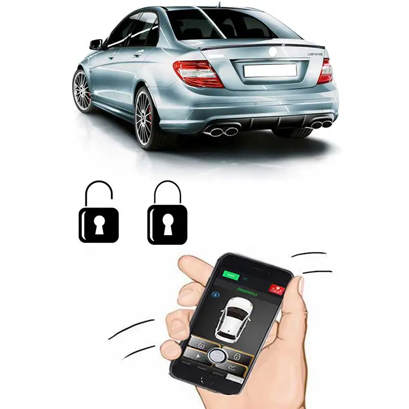 

Smart Key Keyless Entry Central Locking System Kit With Windiw Car Alarm Security APP Remote For Benz W202