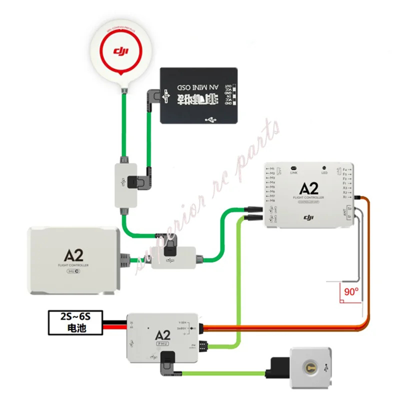 AN Mini OSD Module DJI A2 V2 & Phantom Port with 1 to 3 HUB Replace IOSD _ - Mobile