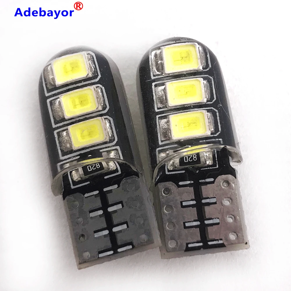 100 шт. светодиодный W5W T10 194 168 W5W 2835 6SMD светодиодный парковочная лампа авто Клин просвет настольная лампа светильник с can-bus силикагель