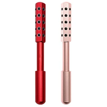 

2x 30 Germanium Massage Roller Beauty Bar Face Lift Tools Body Massager Face Shaping Anti-Wrinkles(Pink&Red)