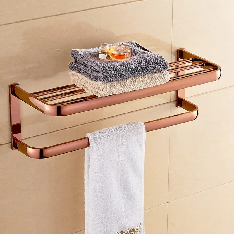 Rose Gold Double Towel Bars Bathroom Towel Ring Wall Mounted Bathroom Accessories Rack Ring Toilet Brush Soap Holder bathroom hardware set bathroom hardware accessories