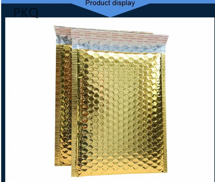 

50Pcs Bubble Envelope Gold Foil Bubble Mailer for Gift Packaging Express Favor Bag Mailing Envelopes 18x23cm