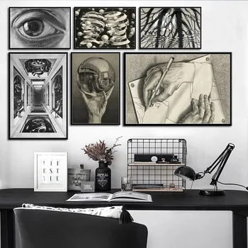 

Escher surrealism geometric artwork modern abstract art painting canvas poster wall home decor hight quality canvas painting No Frame o430