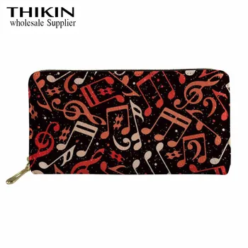 

THIKIN Cartoon Music Notes Print Women Long Leather Wallet Girls Casual Coin Clutch Pocket Card Credit Wallet for Men Wholesale