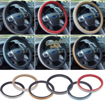 

Car Steering Wheel Cover PU Leather Crystal Rhinestone Covered Car Truck Steering Wheel Soft Skidproof Cover 38CM