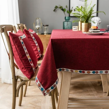 

Christmas Tablecloth For Dinner Rectangular Tablecloth With Tassel Home Kitchen Decor Linen Table Cover Dot Party Manteles Green