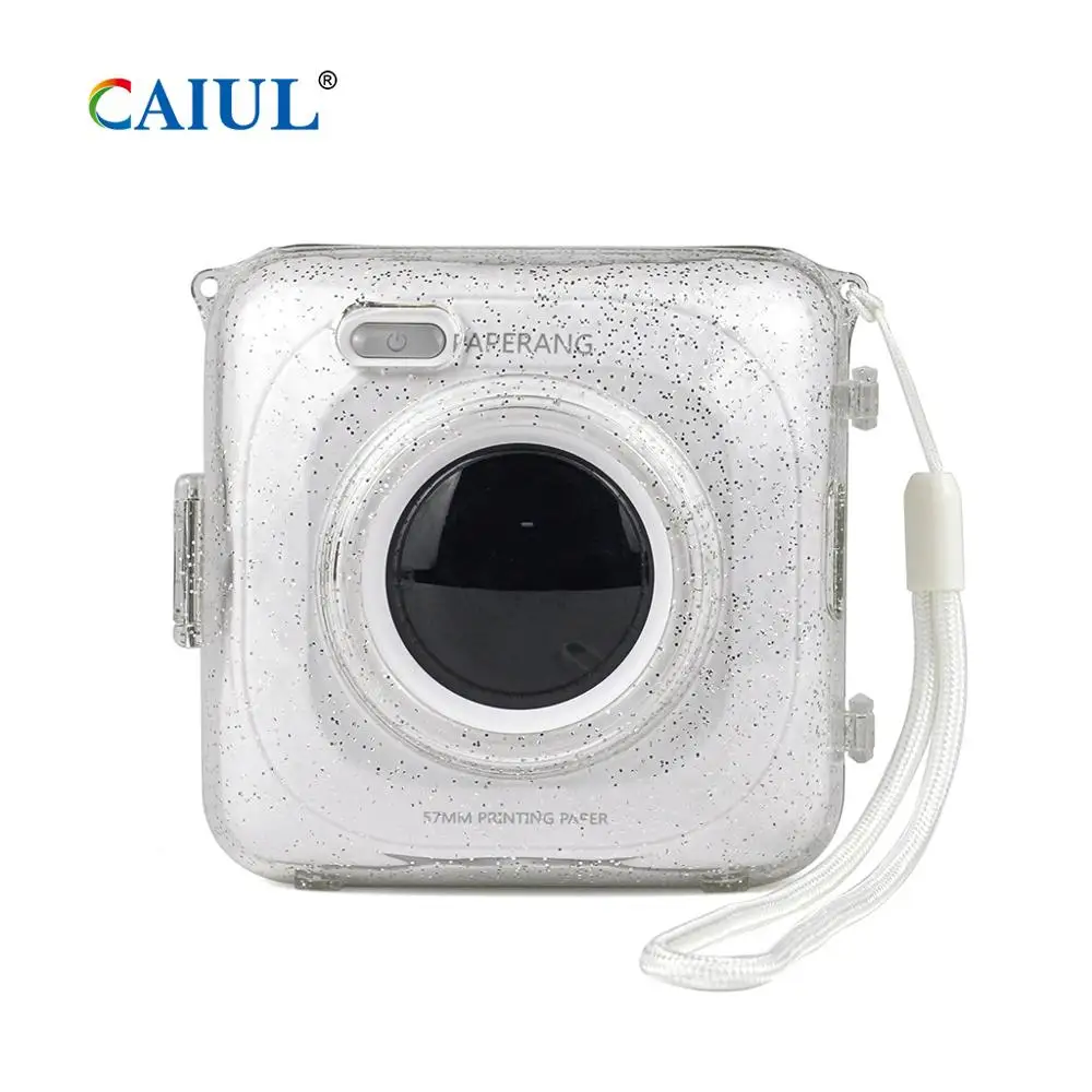 

CAIUL Hot Selling Paperang P1/P1S Protective Case Pocket Printer Transparent Glitter Shell Crystal Case(Including Hand Rope)
