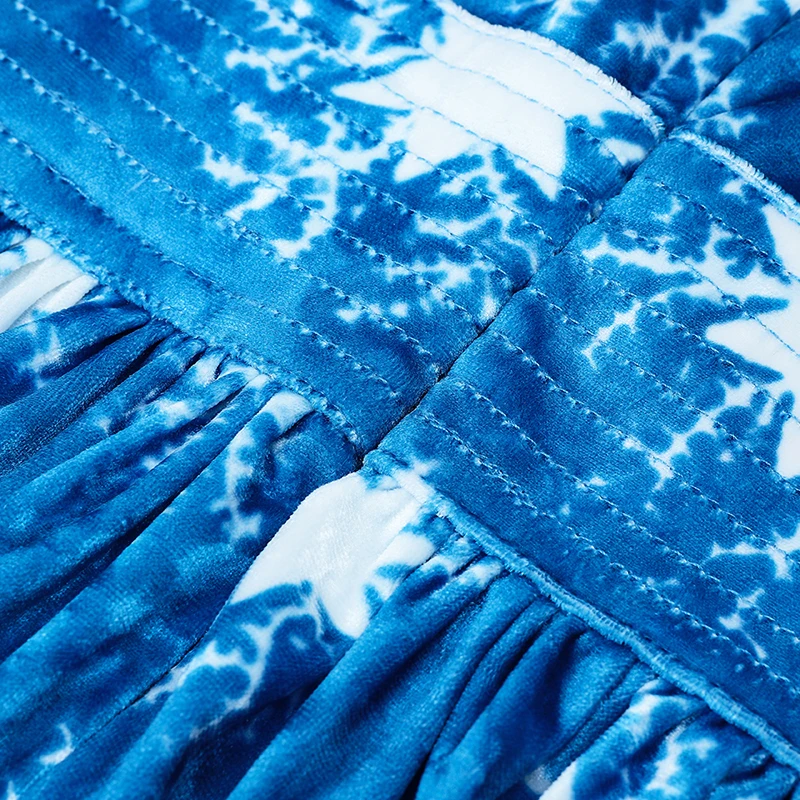 INDRESSME сексуальное платье с v-образным вырезом, длинным рукавом, с принтом, бархатное, тонкая талия, бриллиантовая пуговица, макси, платье трапециевидной формы, зима, новая женская мода