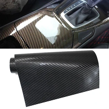 

5D/7D Black Carbon Fiber Vinyl Wrap Bubble Free for Motorcycles Computers Cars
