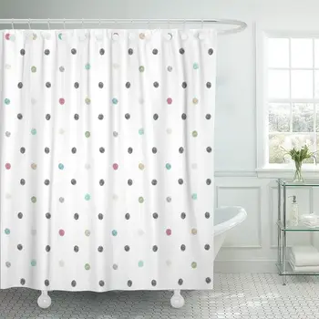

Ball Polka Dot Baby Sheet Bedclothes Blob Child Shower Curtain Waterproof 72 x 72 Inches Set with Hooks