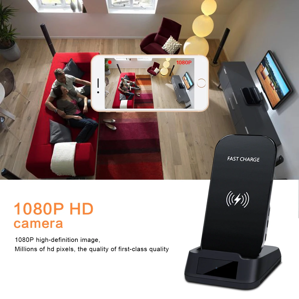 1080P HD WIFI Mini Camera Wireless Charger Camera Indoor Security Camera Invisible Lens Night Vision Motion Detection Camera
