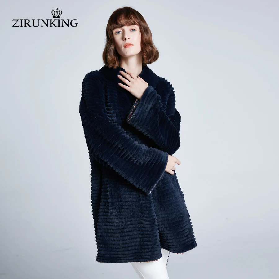 ZIRUNKING женский Настоящий мех кролика пальто плюс размер Реверсивный натуральный мех пальто для женщин женская зимняя куртка пальто ZC1942