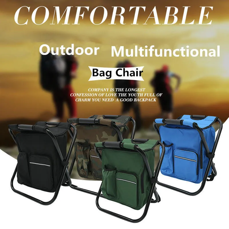 Flash Sale  Waterproof Folding Camping Fishing Chair bag Stool Backpack with Cooler Insulated Picnic Bag Hiking