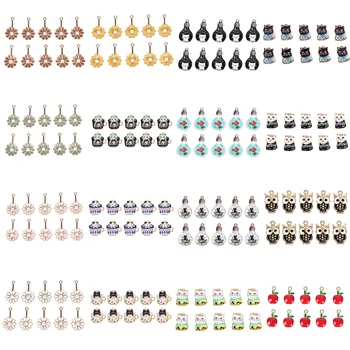 

10pcs Japanese Printing Cute Cartoon Enamel Flower Cat Charms Kitten Fashion Alloy Accessories Toy Jewelry Hairpin Pendant