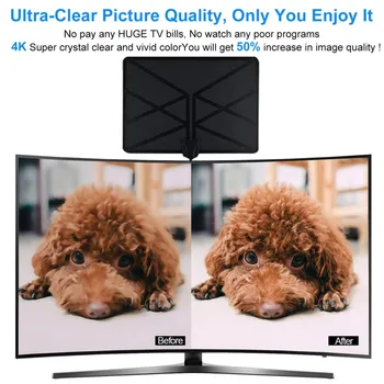 

120 Miles VHF UHF Freeview Local Channels With Amplifier Signal Booster 12ft Coax Cable 4K 1080P HD Digital TV Antenna