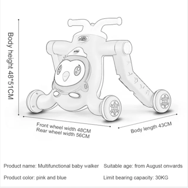 Baby Walker Kids Ride-On Toy Infant Three In One Multi Function Walker Trolley Scooter Baby Scooter Tricycle Car For Children 6