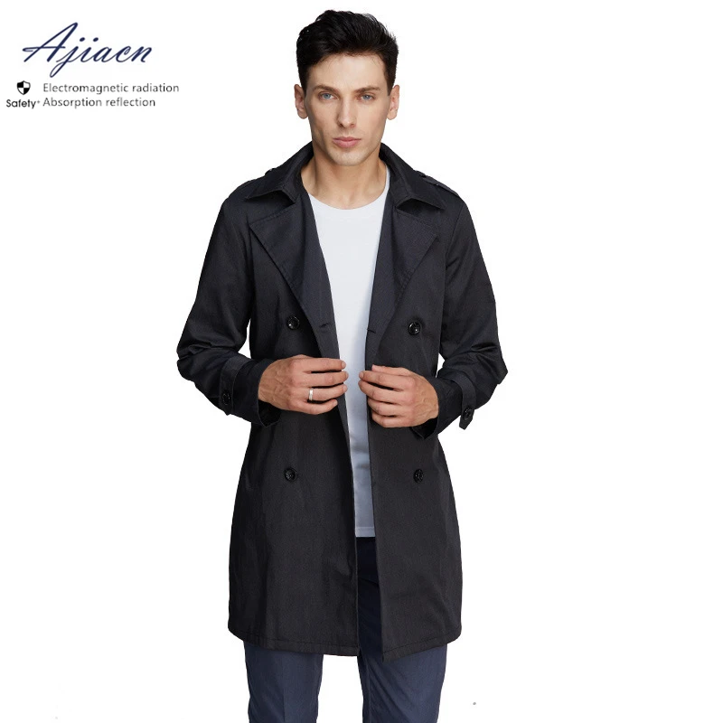 

Ajiacn Double-breasted vintage style anti-radiation overcoat GSM base station High voltage wire EMF shielding clothing