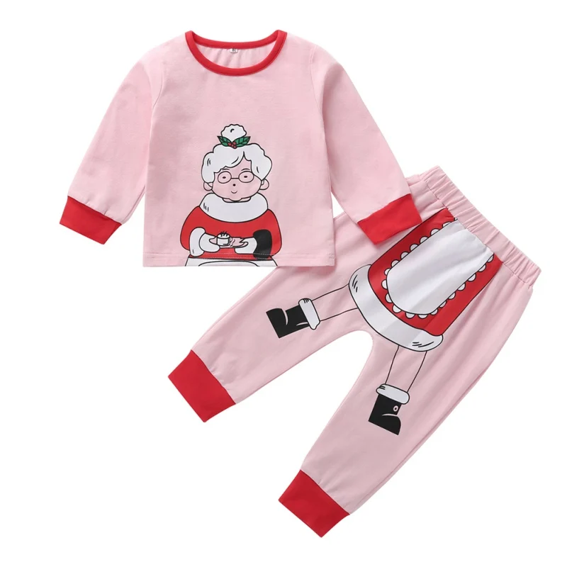Рождественская одежда для маленьких мальчиков, футболка и штаны хлопковые костюмы для девочек из 2 предметов комплекты одежды для детей Брендовые спортивные костюмы для малышей возрастом от 1 года до 5 лет