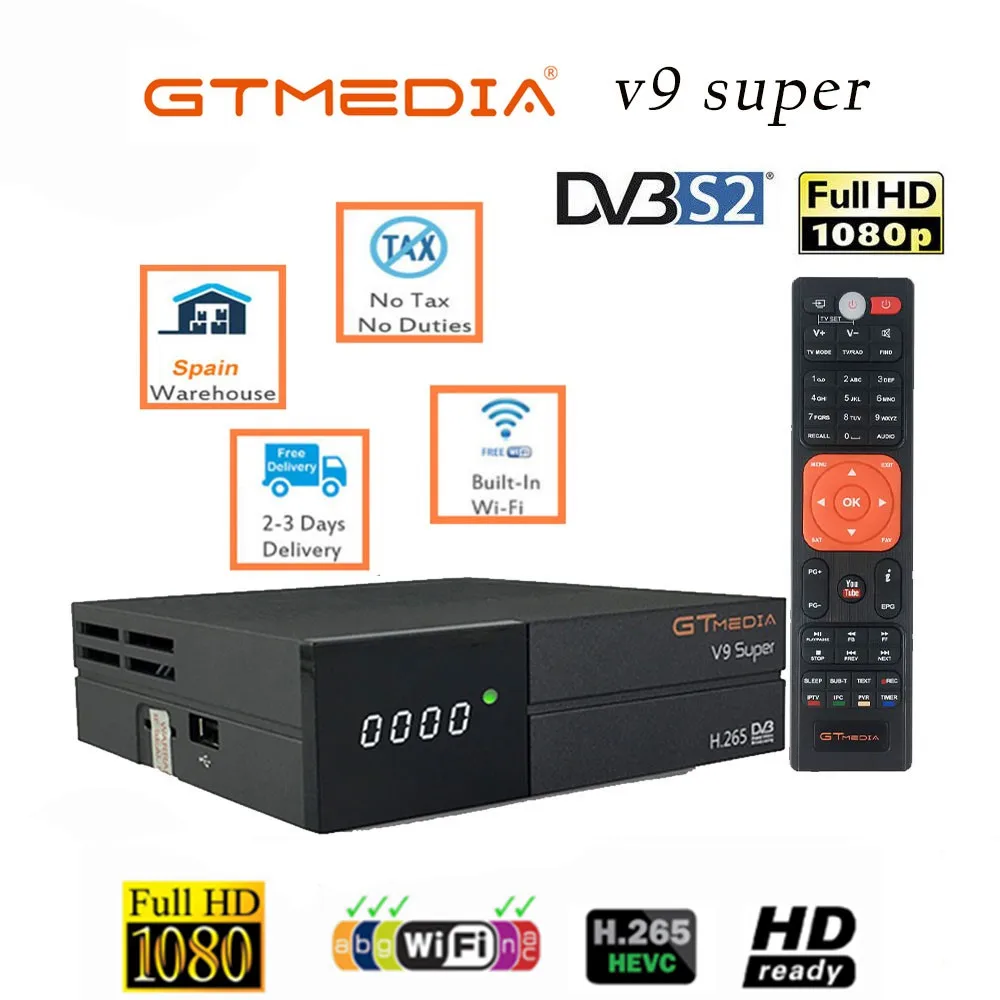 GTmedia спутниковый ресивер V9 Super DVB S2 H2.65 FREESAT V9SUPER цифровой ТВ приемник HD 1080P