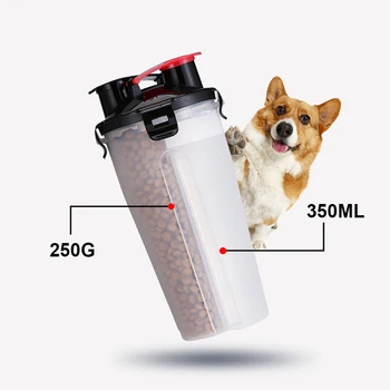 

Dog 2 in 1 Bottle Pet Feeder Dog Water Bottle Collapsible Folding Bowl Travel Outdoor Food Water Storage For Cat Dog Dropshiping