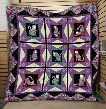 

Tattoo Cat Quilt Fashion 3D Soft High End Mysterious Kids School Adults Bed Spring Summer Quilt Dropshipping