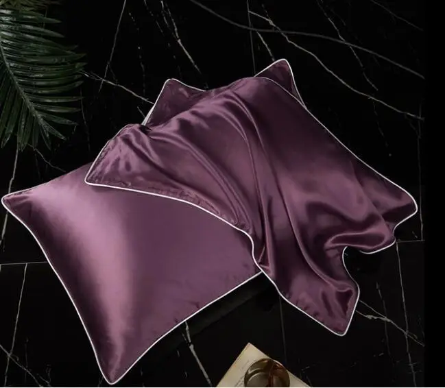 Multicolor Natural Mulberry Silk Pillowcase Zipper Pillowcases Real Silk Pillow Case Cover Satin For Home Hotel Bedding - Цвет: purple