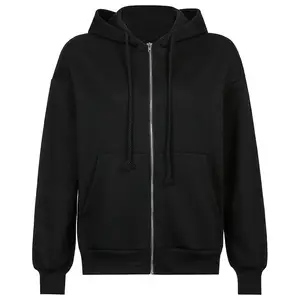 Baggy black zip up hoodie Clearance