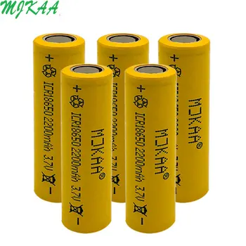 

MJKAA 4/6pcs Icr18650 Lithium Yellow 2200mah 3.7 V Li-ion Rechargeable Flat Top Batteries