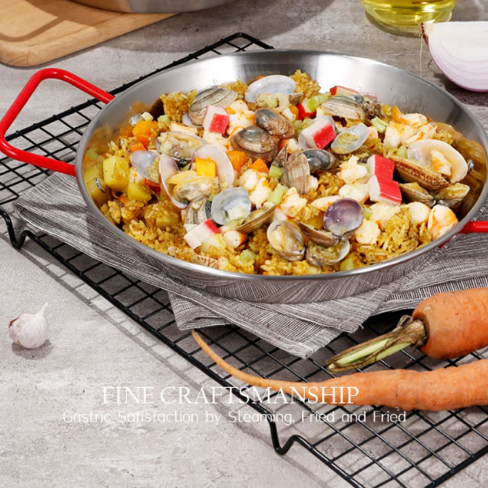 Spanish Paella Pan with Handle Stainless Steel Durable Seafood Snack Plate  Kitchen Non-Stick Frying Pans Cooking Pots - AliExpress