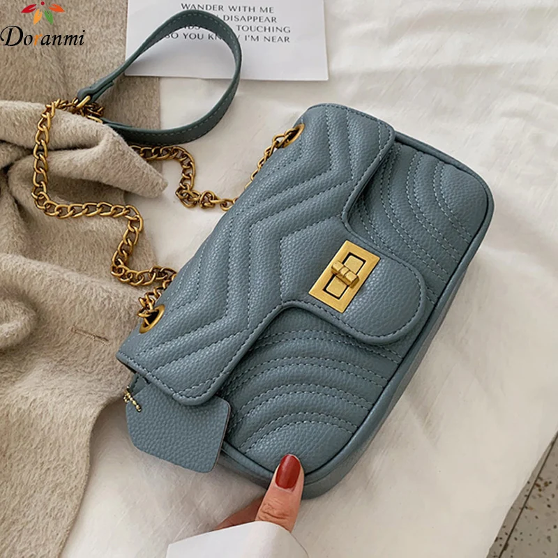 

DORANMI V Striped Leather Flap Bags For Women 2019 Luxury Brand Designed Chain Strap Shoulder Bag Messenger Bolso Mujer DJB911
