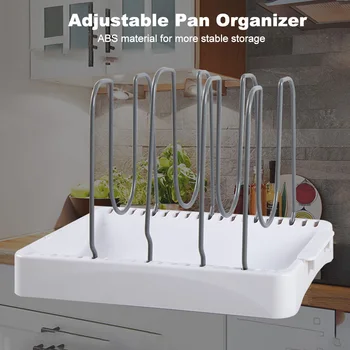 

Modern For Cabinet Kitchen Countertop Adjustable Pan Organizer Non Slip Large Capacity Cookware Rack Cutting Board Multifunction