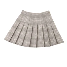 Новинка, осенне-зимние юбки для женщин, винтажная шерстяная юбка, плотная Свободная юбка с высокой талией на молнии, Хлопковая женская клетчатая юбка Harajuku