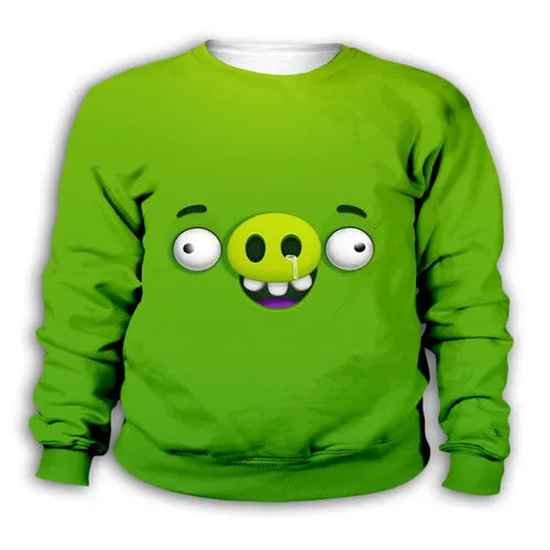 Kids sweatshirts Детские зеленые толстовки с капюшоном с 3D-принтом поросенка; повседневная куртка; пальто для мальчиков; Одежда для девочек; одинаковые комплекты для семьи - Цвет: Kids sweatshirts