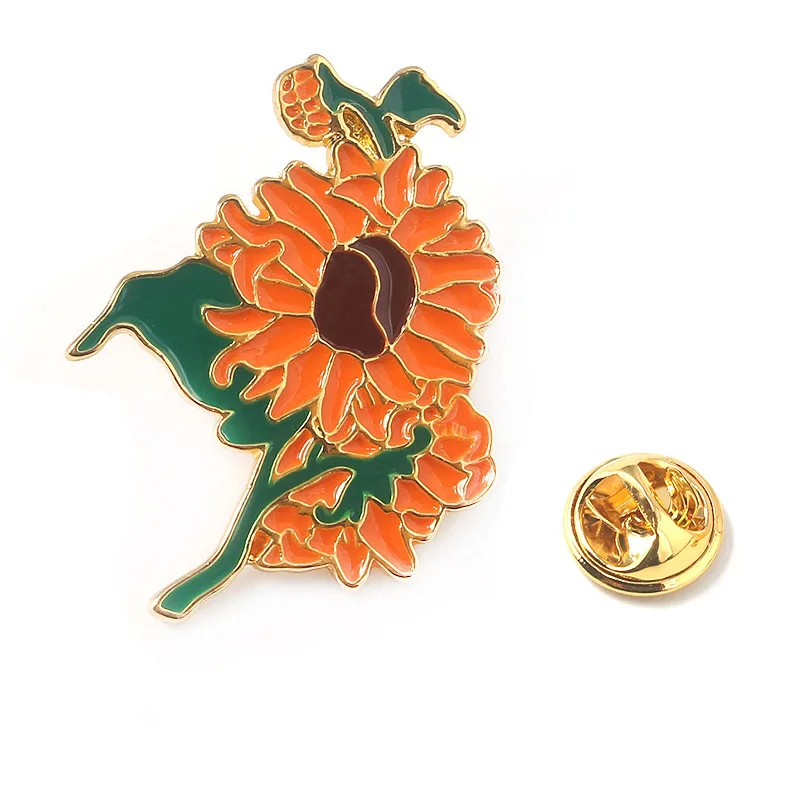 

Fashion Korean Van Gogh Sunflower Brooch Celebrity Works Sunflower Flower Enamel Enamel Pins Metal Lapel Denim Shirts Jewelry
