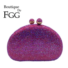 Boutique De FGG элегантные фиолетовые женские вечерние сумочки-клатчи со стразами, свадебные сумочки для невесты, вечерняя сумочка со стразами