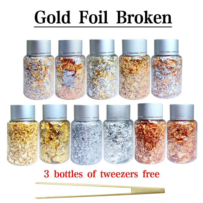 Hojas de Oro de imitación de cobre para decoración artesanal, láminas de aluminio dorado y plateado para Nail Art, hojas doradas