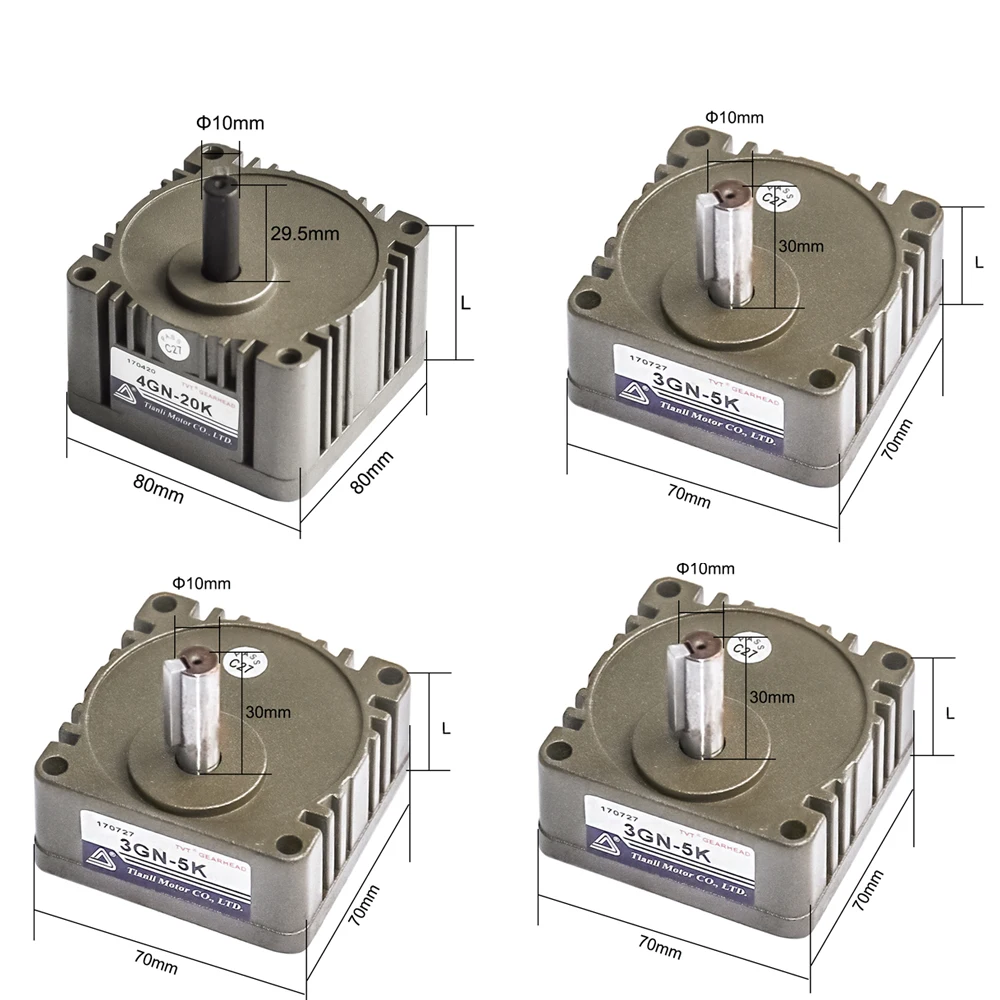 

Motor Gear Head Box 2-5GN Reducer Output Shaft 8mm 10mm 12mm 3K~180K Explosion-Proof Gearbox for AC Induction Motor Gearboxes