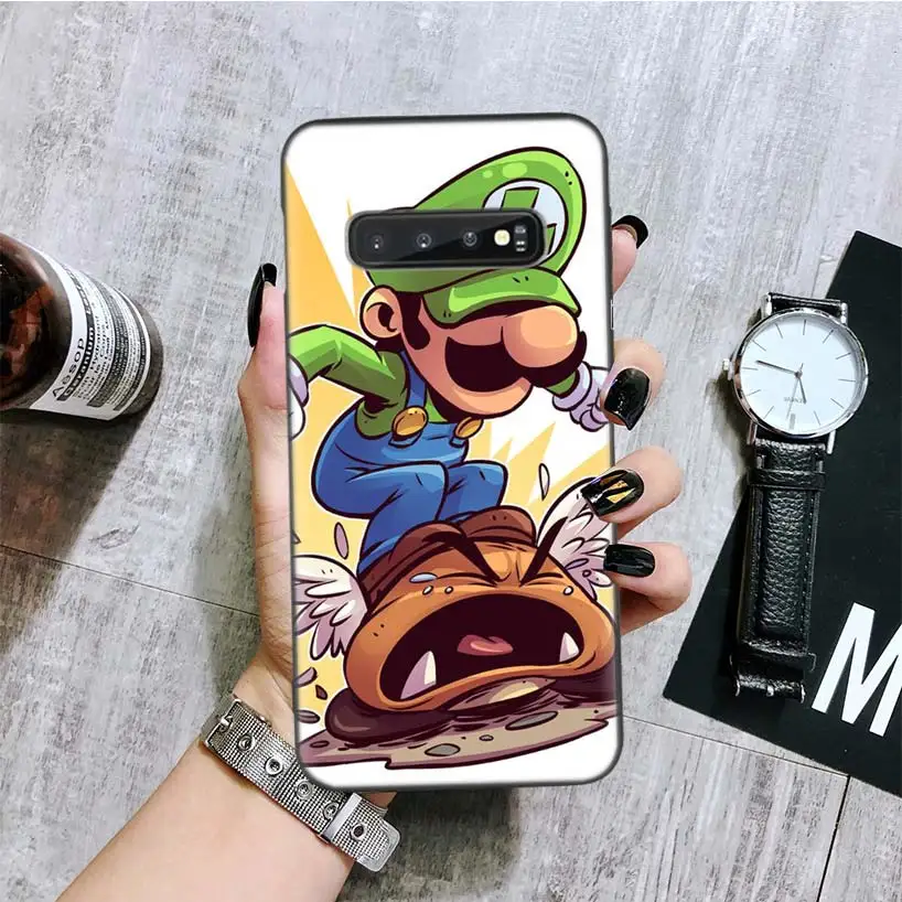 Супер Марио игра черный чехол для телефона samsung Galaxy S10+ Plus Lite Note 10 9 8 S9 S8 J4 J6+ Plus S7 S6 Edge Capa