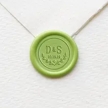 Инициалы с листовой веткой воск печать штамп/персонализированный лавровый Свадебный Воск Печать комплект/Свадебная печать штамп/таможенная печать/приглашение