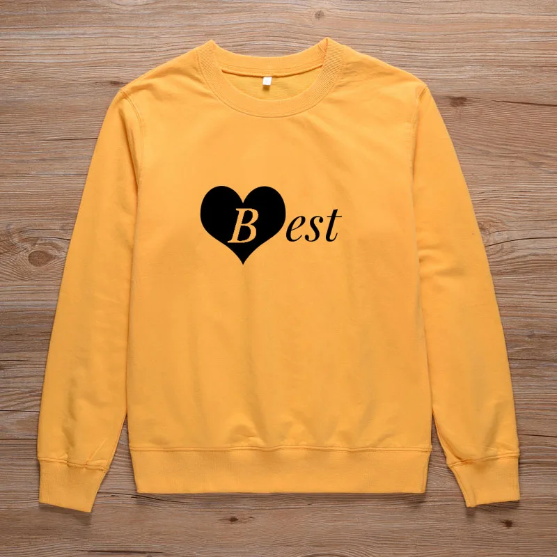Yellow-Best ONSEME Best Frieds Forever Print Harajuku Толстовка для женщин 80s 90s свитшот в стиле грандж лучшие друзья соответствующие BFF Friend Топы S-31 - Цвет: Yellow-Best