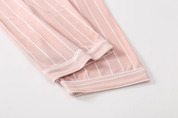 silk pjs Women Nightwear Sets WAVMIT Women  Pajama Set Solid Color Stripes Pyjama Set Long Sleeve Sleepwear Women Top Long Pant silk pajamas