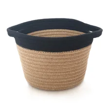 New Products Northern European-Style Flax Material Handmade Weaved Storage Basket Storage Box