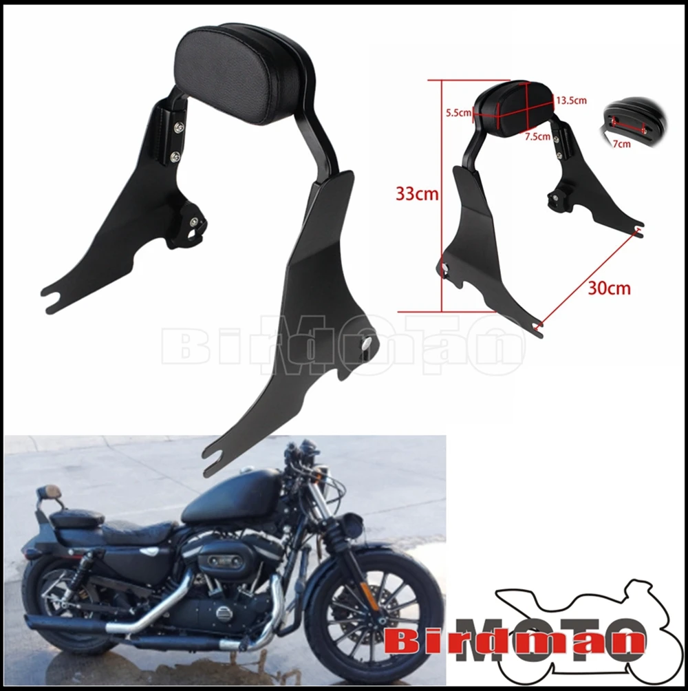 Black Motorcycle Backrest Bracket Short Sissy Bar for Harley XL 1200 883 Sportster SuperLow Seventy Two Forty Eight Iron 04-2020 |
