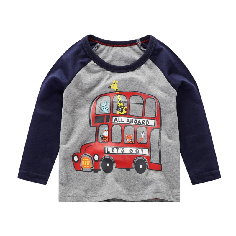Little Maven New Autumn Spring Kids Gray Double Bus Animal Printed O Neck Full Sleeved Cotton Knitted Boys Casual Tshirts Tops T Shirts Aliexpress