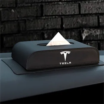 

1X Universal Car Napkin Box For Tesla Model X Model 3 Model S Tissue Organizer Armrest Paper Box Towel Holder Car Accessories