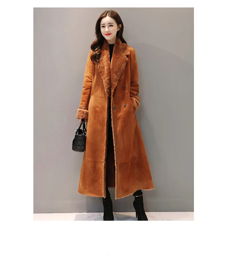 Новинка года; зимняя женская Повседневная модная замшевая шерстяная куртка из овечьей шерсти; длинное хлопковое пальто; бархатные толстые теплые куртки; верхняя одежда; топы; G1168