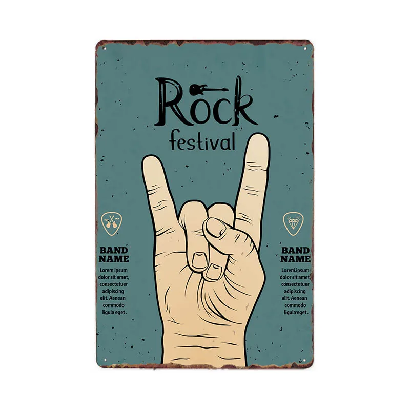 Рок-н-ролл Винтаж металлические знаки бляшки Рокки Ретро Rockstar Плакат Бар украшения паб декорации Декор для дома 20x30 см - Цвет: 981846