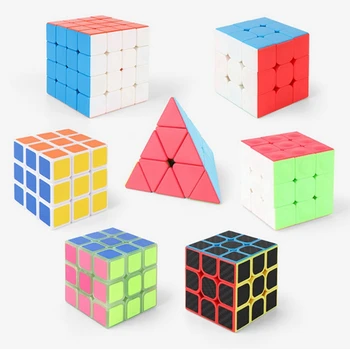 

3x3x3 Professional Speed Magic Cube Skew Pyramid Cube Luminous Cube stickerless puzzle cubes Educational Toys for Children